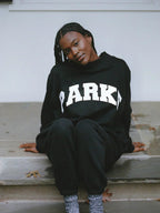 Women's oversized sweatshirt with large chenille-style letter graphic