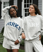 Women's oversized sweatshirt with large chenille-style letter graphic