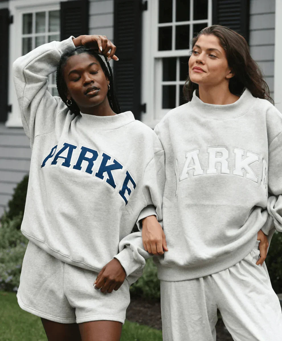 Women's oversized sweatshirt with large chenille-style letter graphic