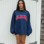 Women's oversized sweatshirt with large chenille-style letter graphic
