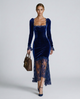 Women's Velvet Lace Fitted Maxi Dress