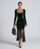 Women's Velvet Lace Fitted Maxi Dress