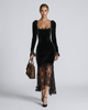 Women's Velvet Lace Fitted Maxi Dress