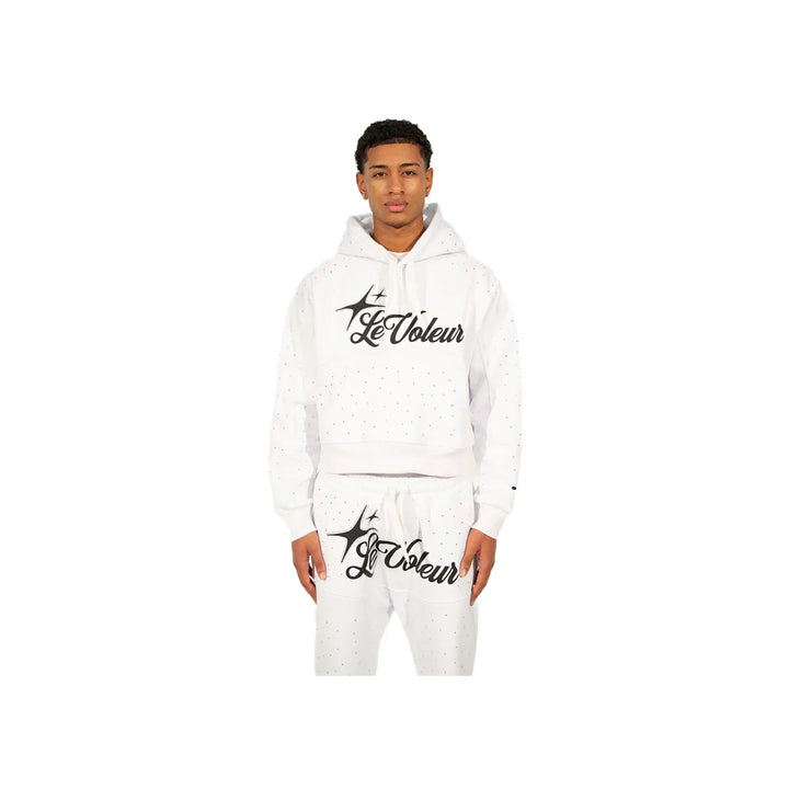 Unisex hooded sweatshirt and matching joggers with script graphic branding