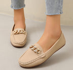 Women's flat loafers with embellished buckle detail