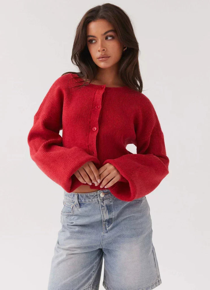 Women's button front cardigan with long sleeves