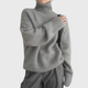 Women's long-sleeve turtleneck sweater with ribbed trims