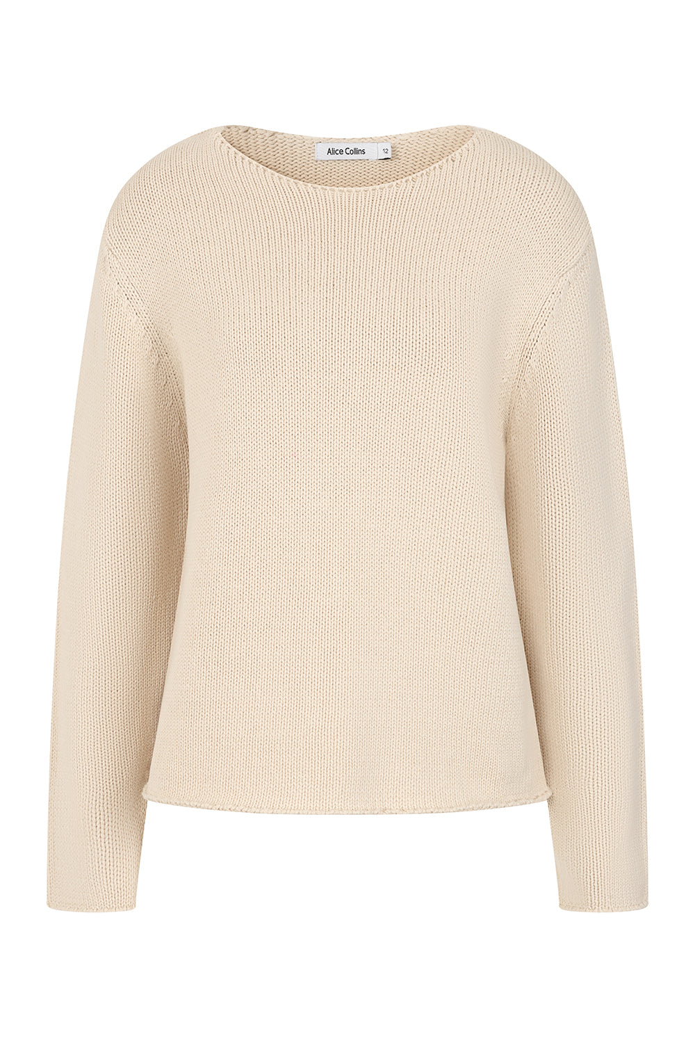 Women's round-neck textured knitted jumper