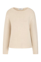 Women's round-neck textured knitted jumper