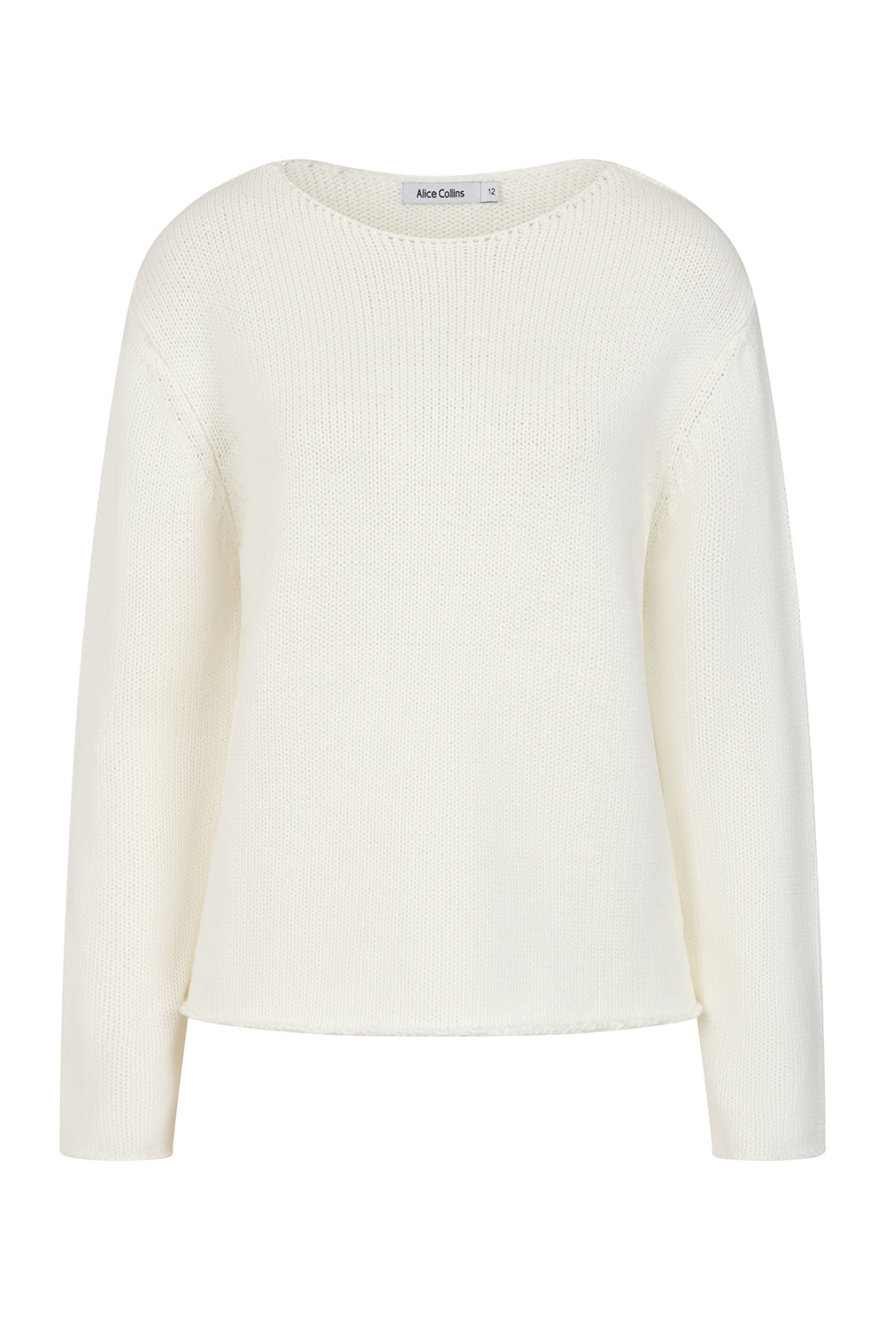 Women's round-neck textured knitted jumper