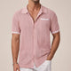 Men's openwork short-sleeve shirt with camp collar and buttons