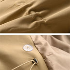 Women's mid-length trench coat with notched collar and double-breasted buttons