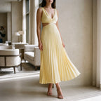 Plissea  - Sleeveless Pleated Midi Dress Evening Events