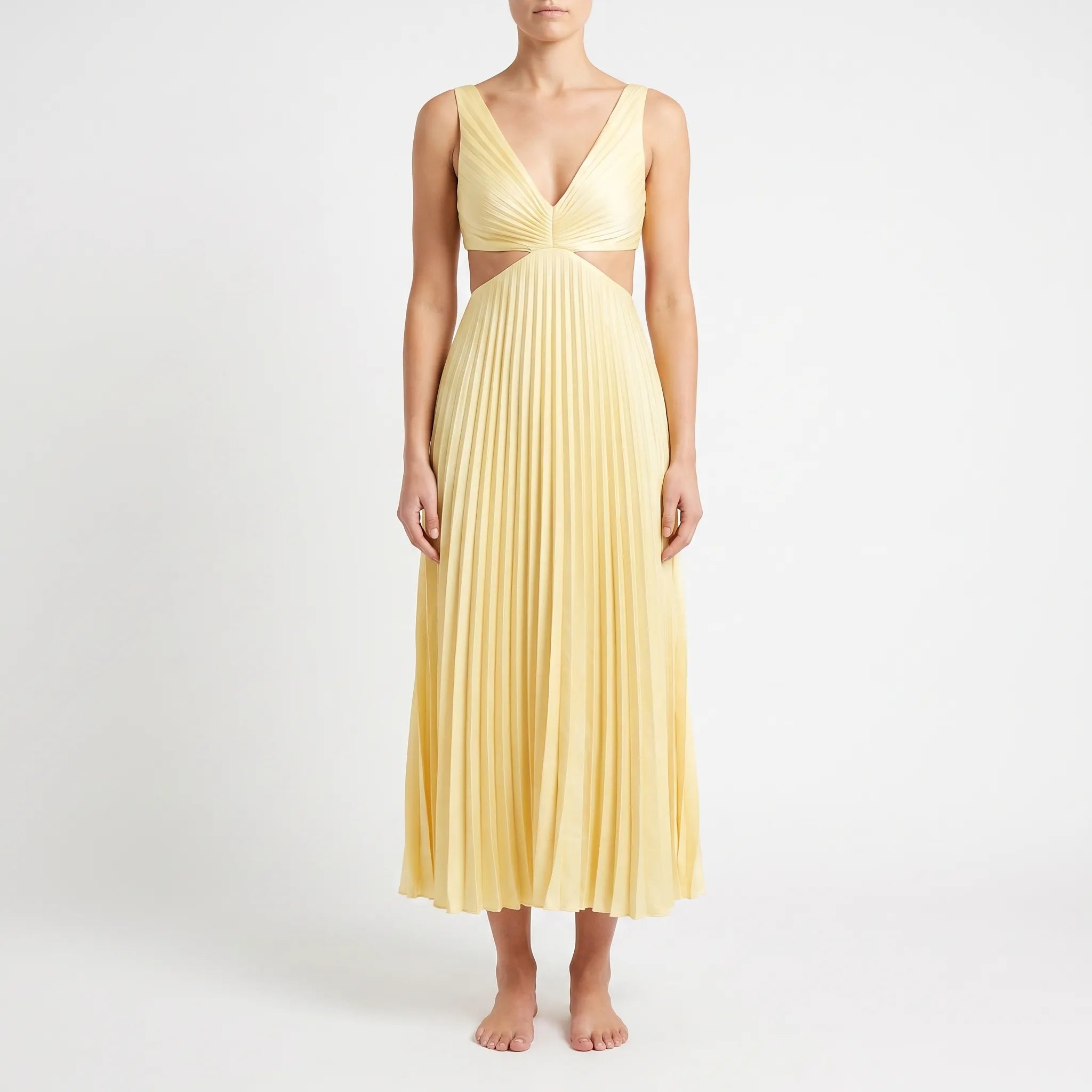 Plissea  - Sleeveless Pleated Midi Dress Evening Events