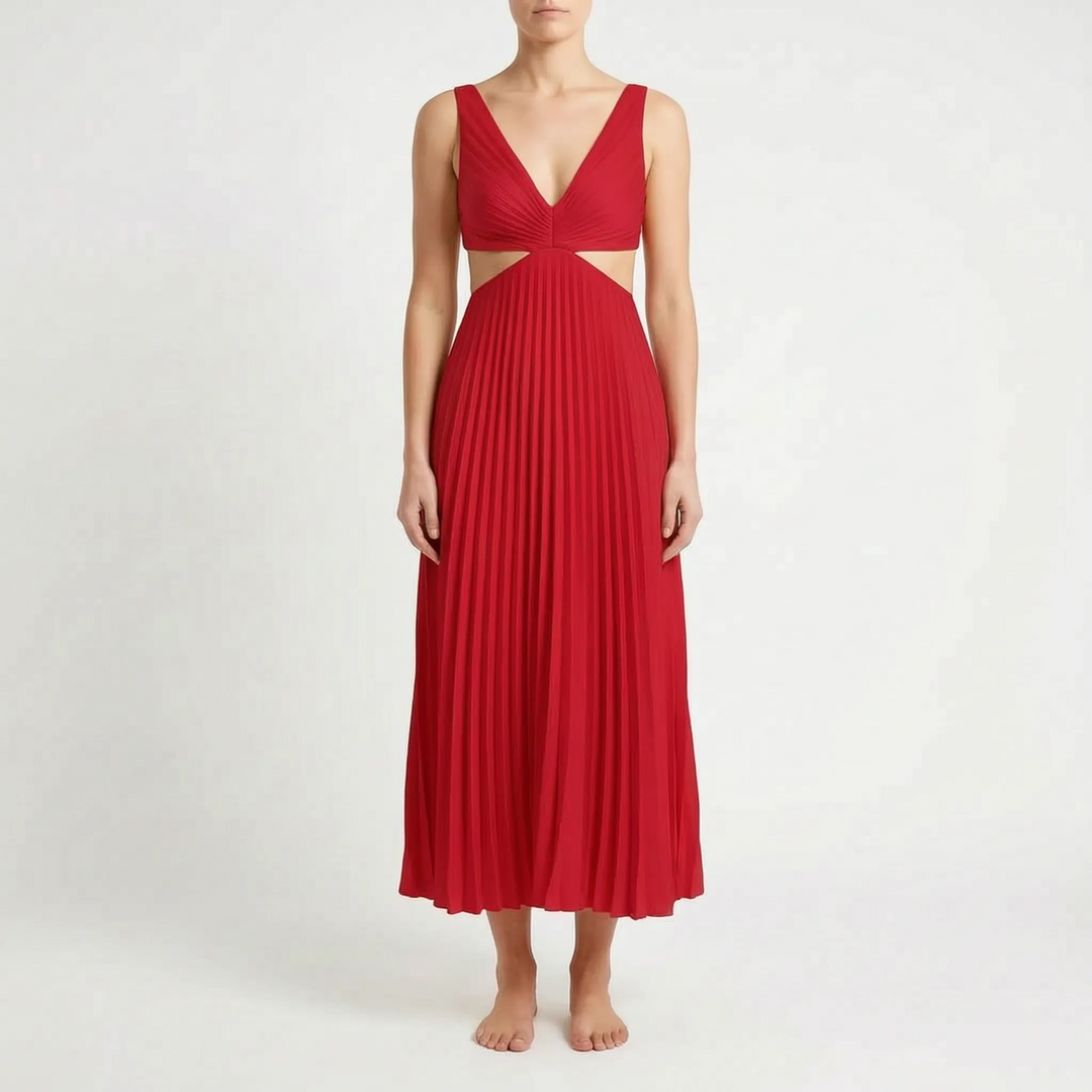 Plissea  - Sleeveless Pleated Midi Dress Evening Events