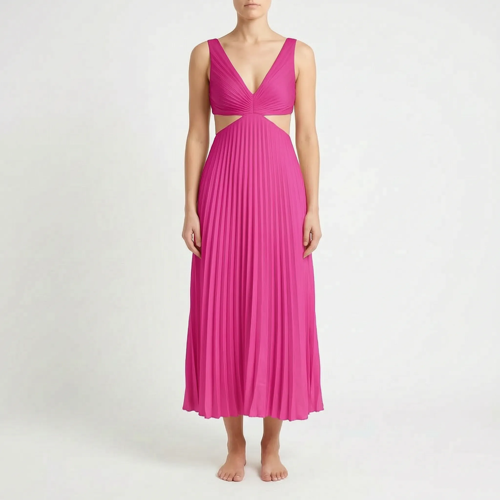 Plissea  - Sleeveless Pleated Midi Dress Evening Events