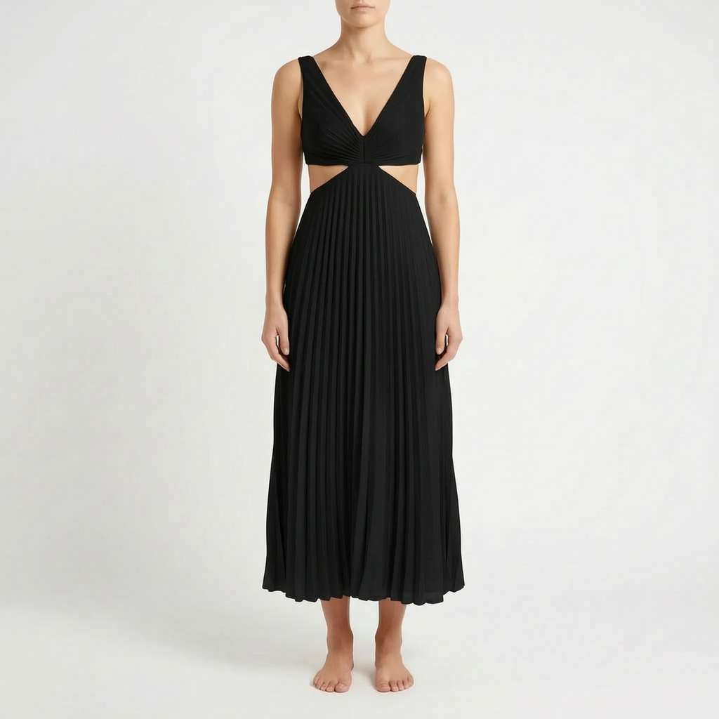 Plissea  - Sleeveless Pleated Midi Dress Evening Events