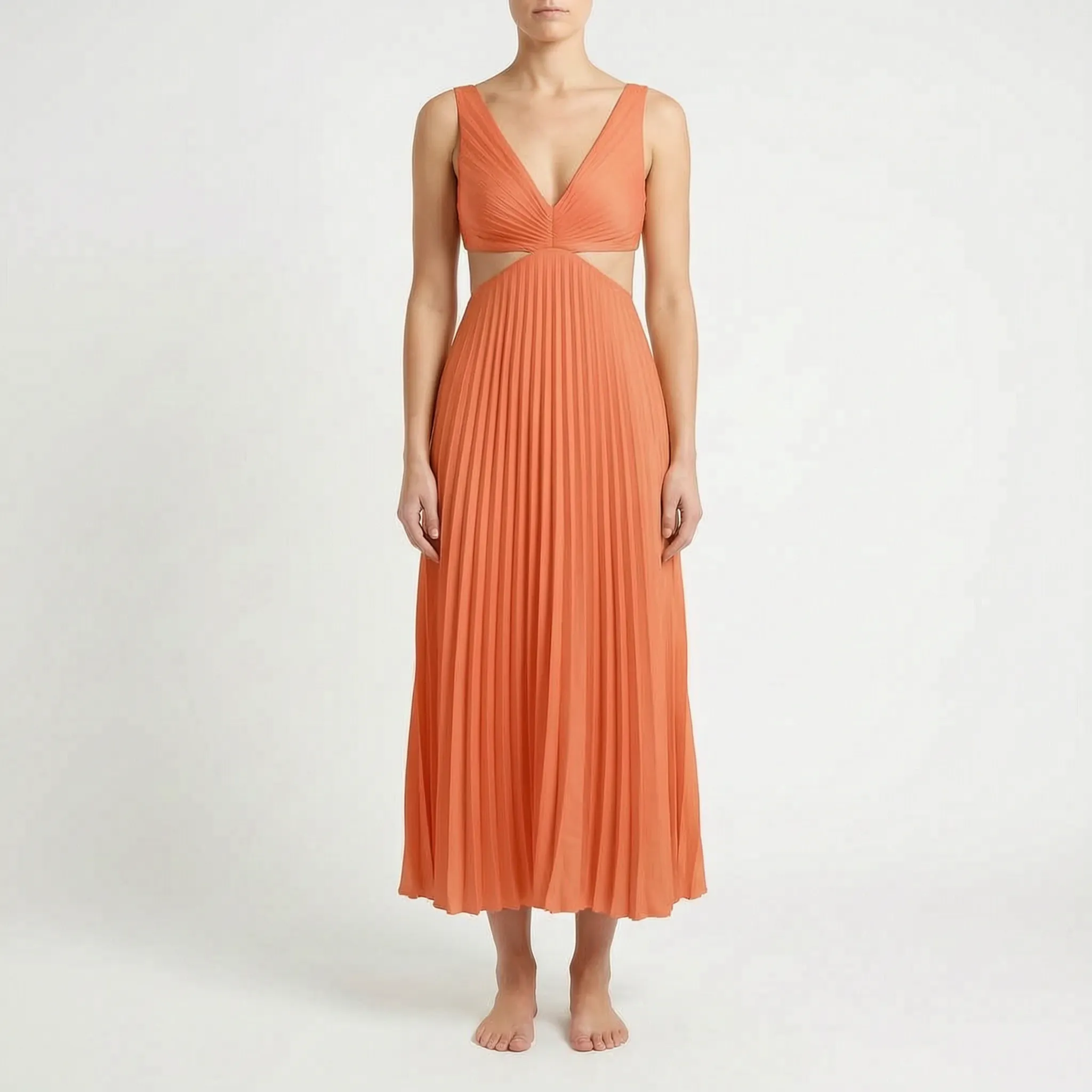Plissea  - Sleeveless Pleated Midi Dress Evening Events