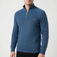 Men's ribbed mock neck sweater with half-zip and long sleeves