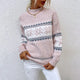 Women's blue Fair Isle pattern knit sweater with crew neck and long sleeves