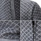 Men's textured zip sweater with raised collar and ribbed trims