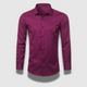 Men's long sleeve formal shirt with point collar, button front and curved hem