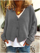 Women's long-sleeve V-neck button cardigan shown in multiple colours