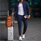 Men's solid tracksuit set with zip jacket and tapered joggers