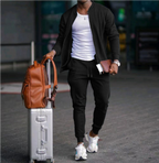 Men's solid tracksuit set with zip jacket and tapered joggers