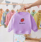 Children's cream sweatshirt with red strawberry and bee print