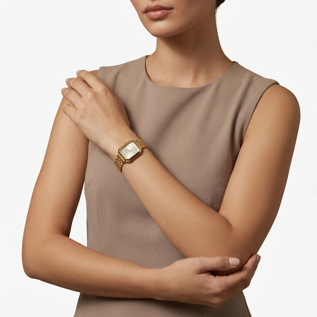 Quadris  - Minimalist Square Dial Womens Watch Tracking The Time
