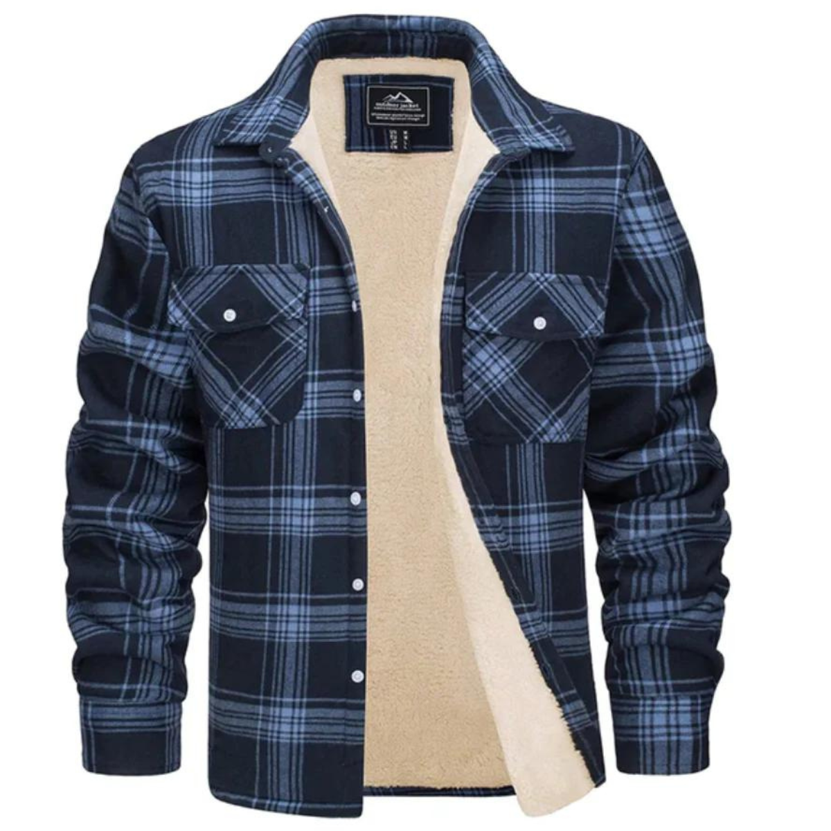 Men's checked flannel shirt with contrast lining and chest pockets