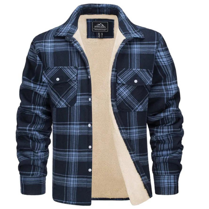 Men's checked flannel shirt with contrast lining and chest pockets