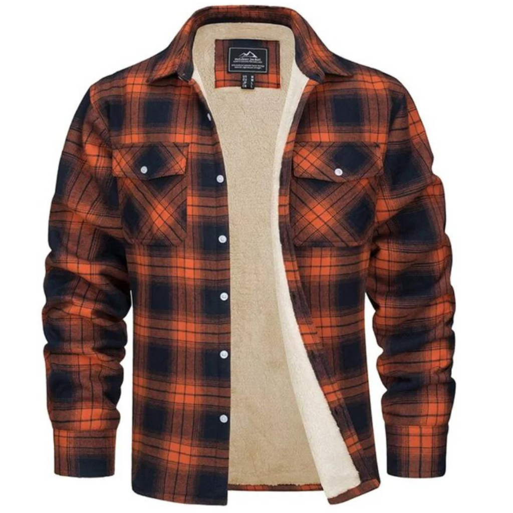 Men's checked flannel shirt with contrast lining and chest pockets