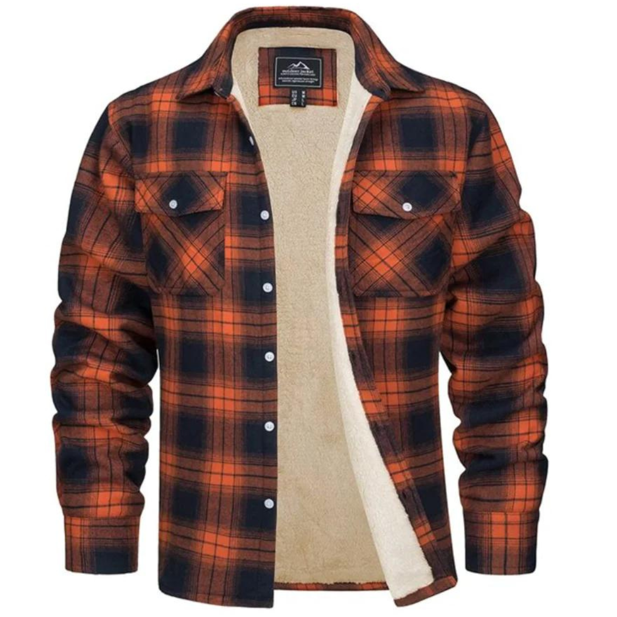 Men's checked flannel shirt with contrast lining and chest pockets