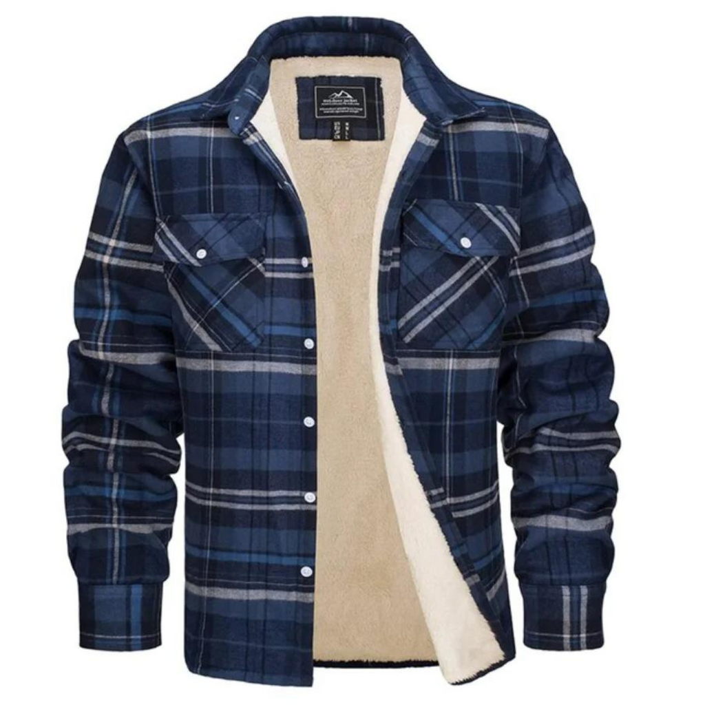 Men's checked flannel shirt with contrast lining and chest pockets