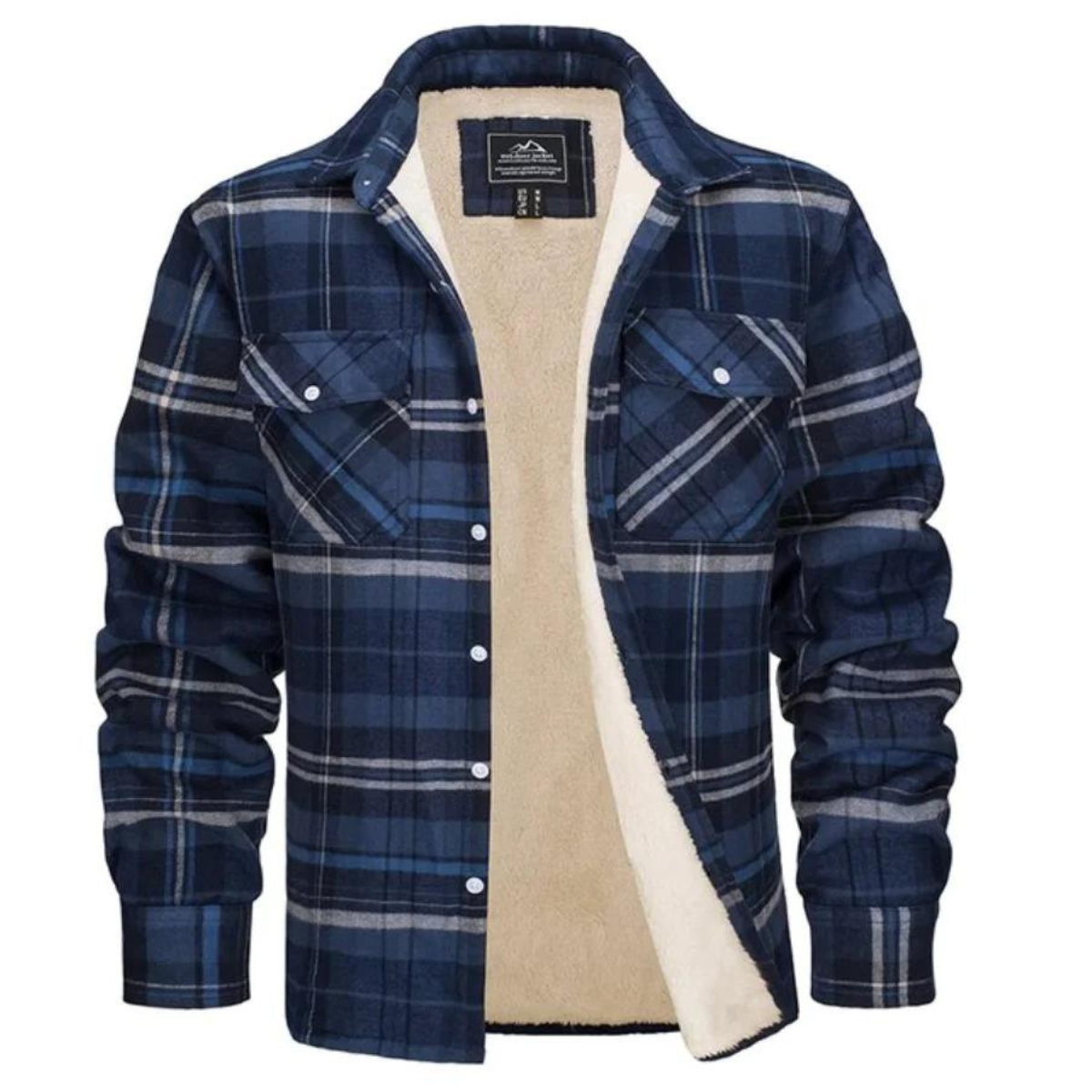 Men's checked flannel shirt with contrast lining and chest pockets