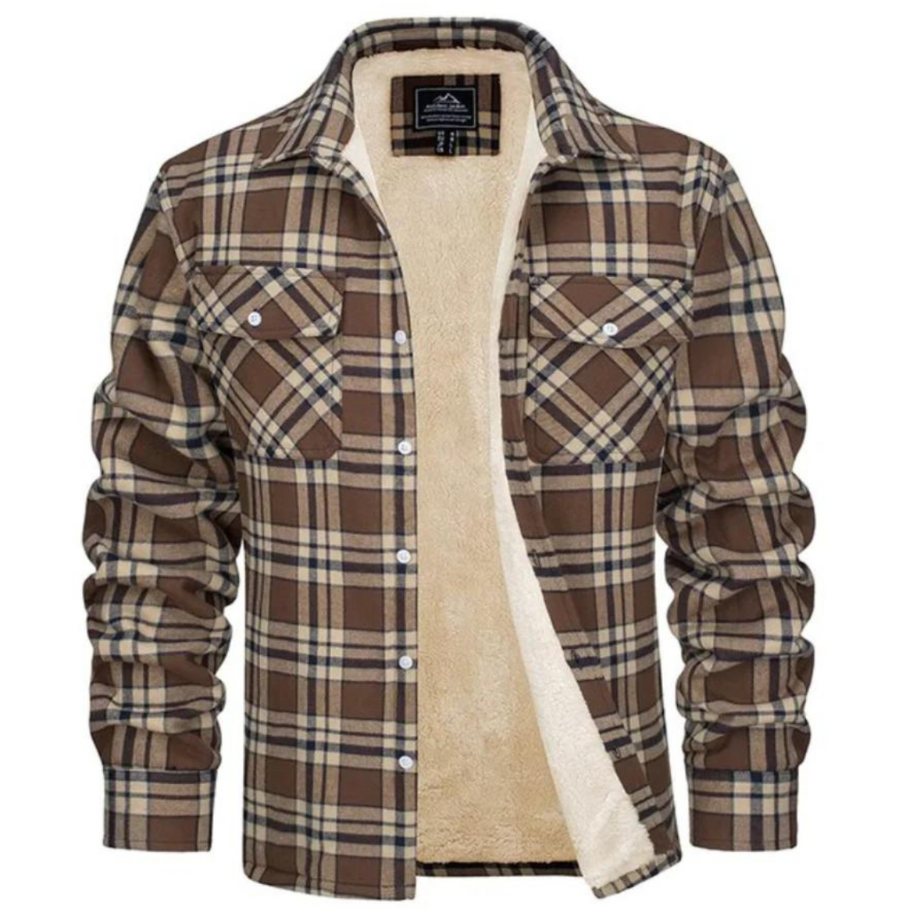 Men's checked flannel shirt with contrast lining and chest pockets