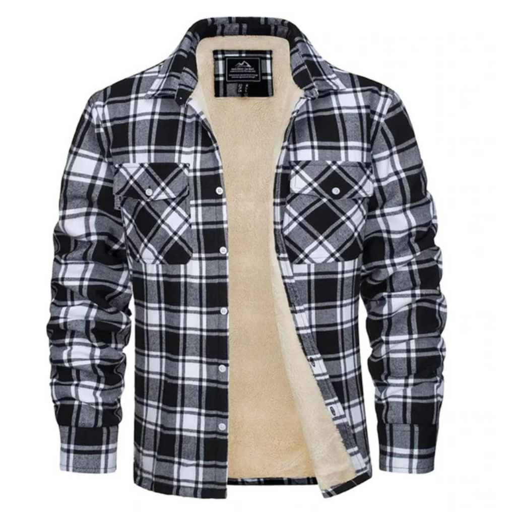 Men's checked flannel shirt with contrast lining and chest pockets