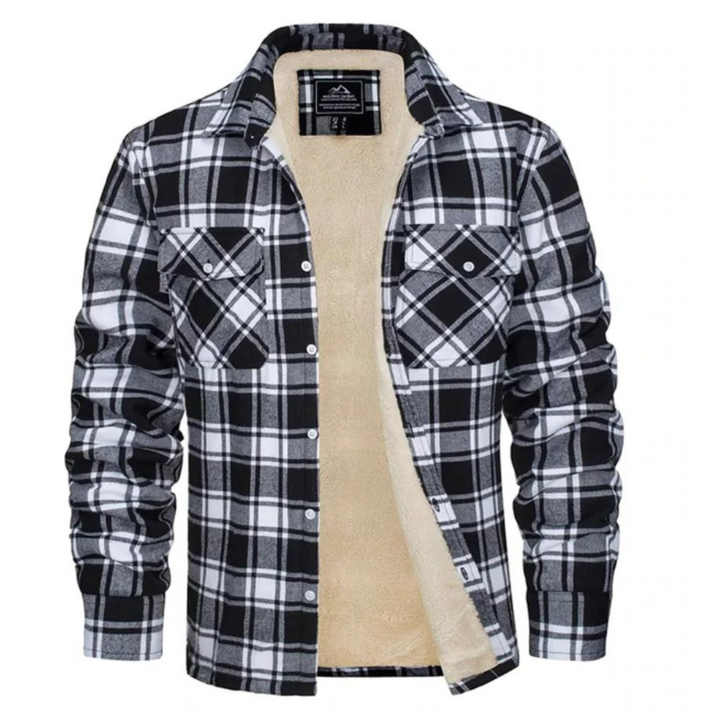 Men's checked flannel shirt with contrast lining and chest pockets