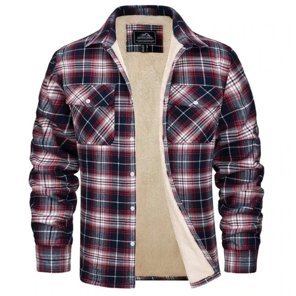 Men's checked flannel shirt with contrast lining and chest pockets