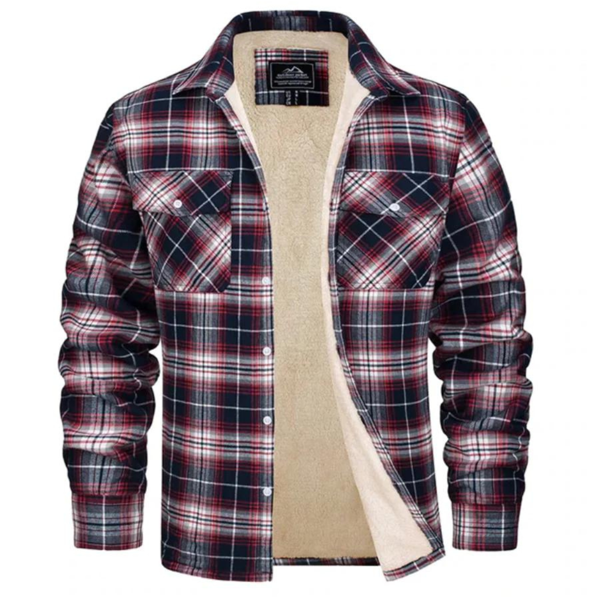 Men's checked flannel shirt with contrast lining and chest pockets