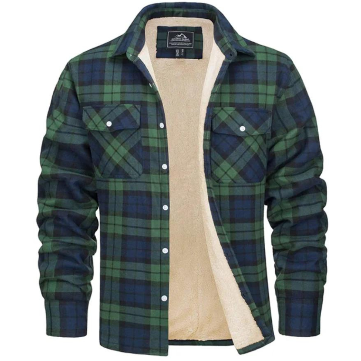 Men's checked flannel shirt with contrast lining and chest pockets