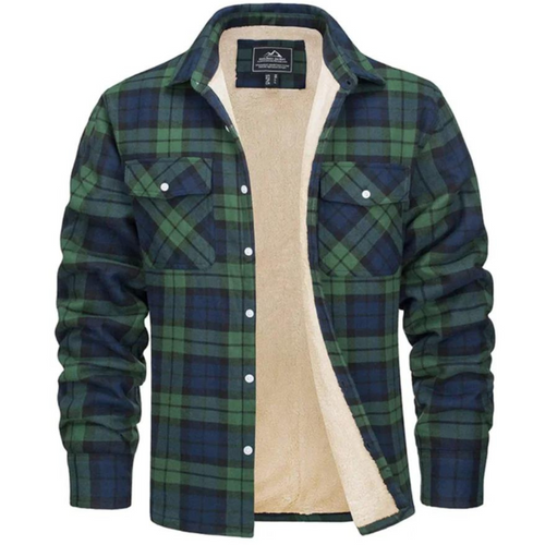 Men's checked flannel shirt with contrast lining and chest pockets