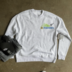 Grey F1 graphic crew neck sweatshirt with long raglan sleeves