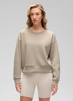 Women's plain crewneck sweatshirt with long sleeves and ribbed trims