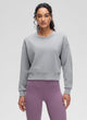 Women's plain crewneck sweatshirt with long sleeves and ribbed trims