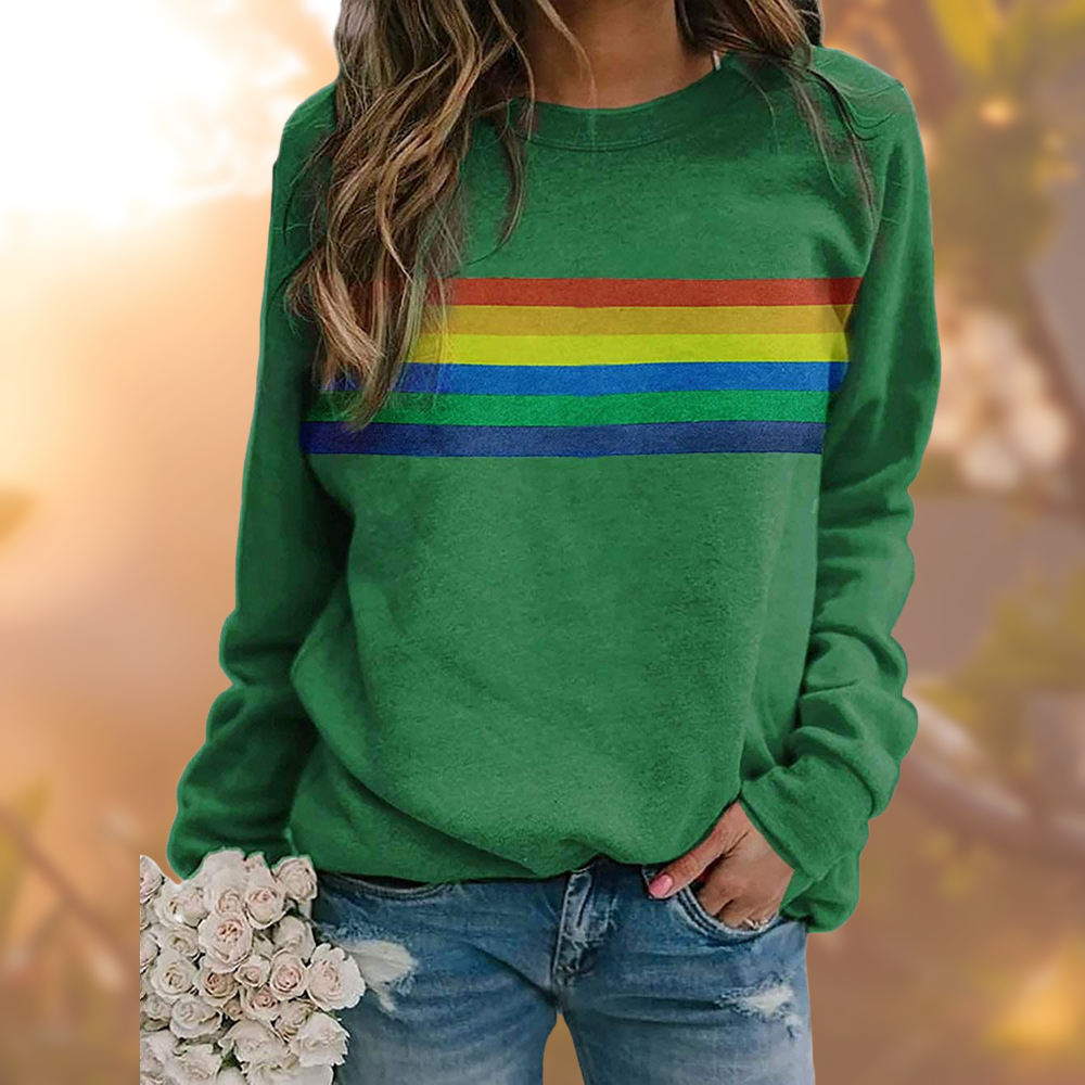 Women's rainbow stripe long sleeve sweatshirt