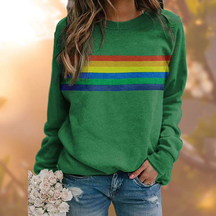 Women's rainbow stripe long sleeve sweatshirt