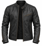 Men's stand-collar jacket with long sleeves, front zip and multiple zipped pockets